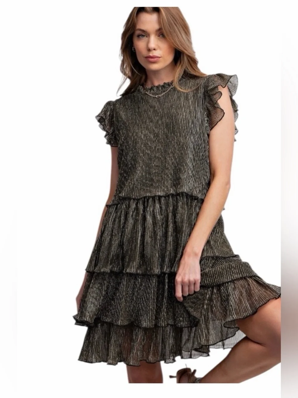 EASEL NWT DRESS METALLIC BLACK